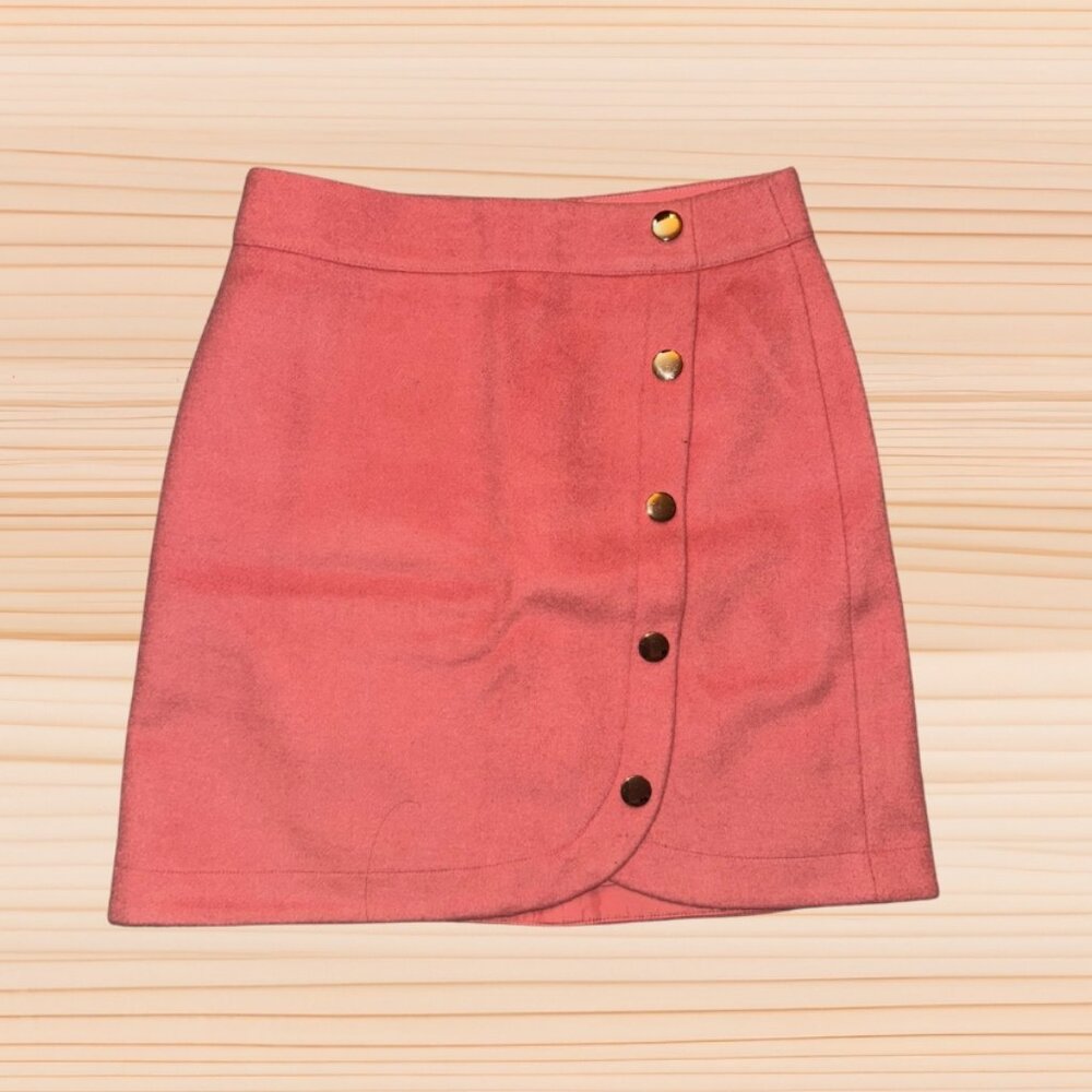 LOFT Stylish Coral Pink Skirt with Gold Button Accents